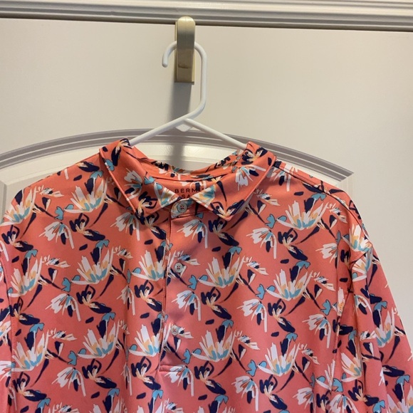 Berry Floral Men's Polo Shirt - Orange - Picture 1 of 3